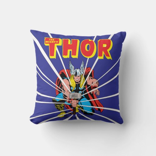 Thor Kneeling With Mjolnir Graphic Throw Pillow