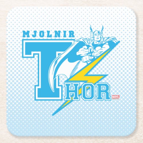 Thor Lightning Collegiate Badge Square Paper Coaster