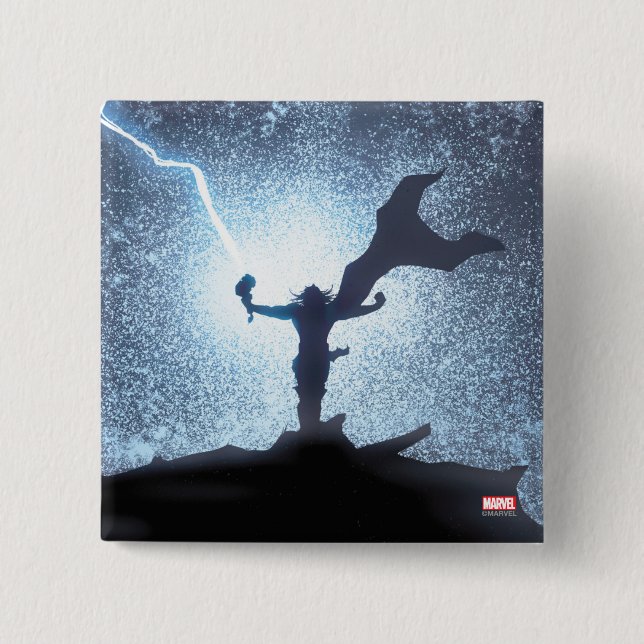 Thor Lightning Comic Panel Pinback Button (Front)