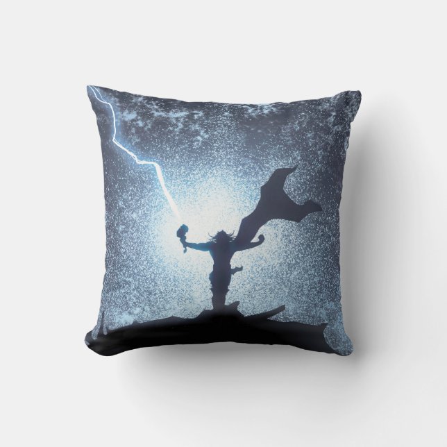 Thor Lightning Comic Panel Throw Pillow (Front)