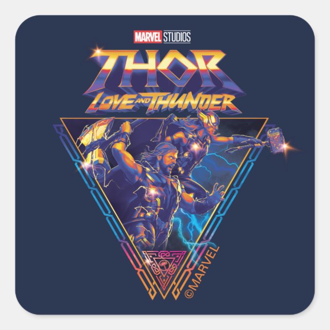 Thor: Love and Thunder Prismatic Triangle Graphic Square Sticker (Front)
