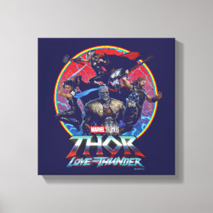 Thor: Love and Thunder Retro Group Graphic Canvas Print