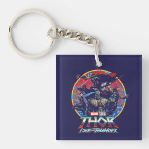 Thor: Love and Thunder Retro Group Graphic Keychain