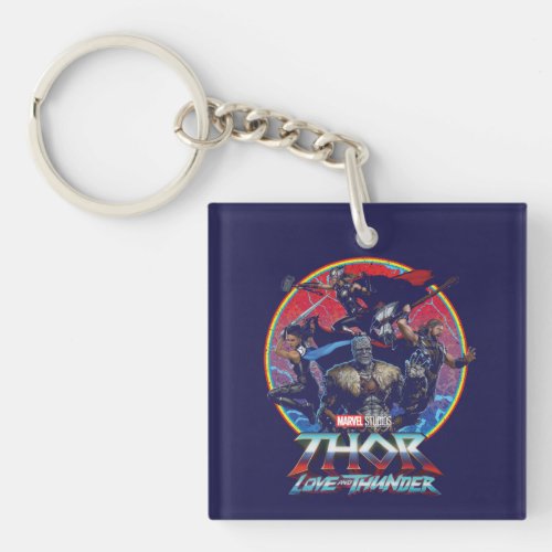 Thor Love and Thunder Retro Group Graphic Keychain