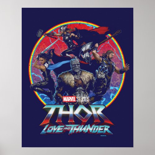 Thor Love and Thunder Retro Group Graphic Poster