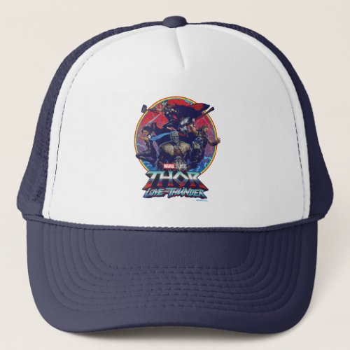 Thor Love and Thunder Retro Group Graphic Trucker Hat