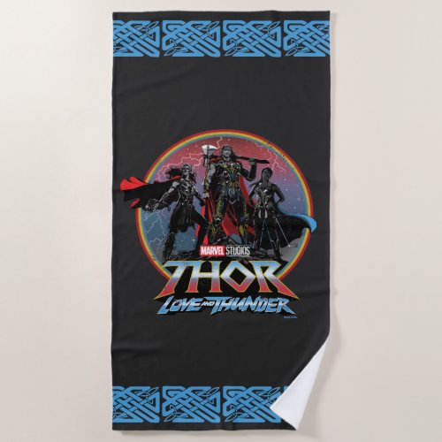 Thor Love and Thunder Vintage Group Graphic Beach Towel