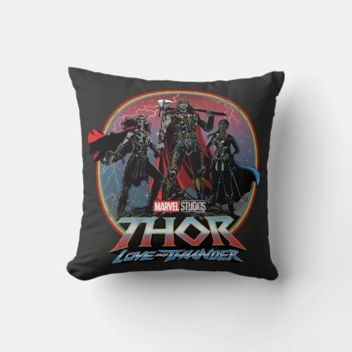 Thor Love and Thunder Vintage Group Graphic Throw Pillow