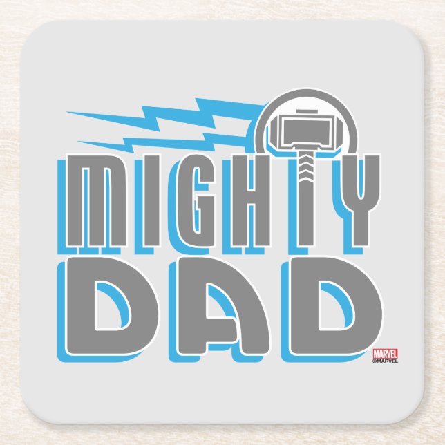 Thor | Mighty Dad Square Paper Coaster (Front)