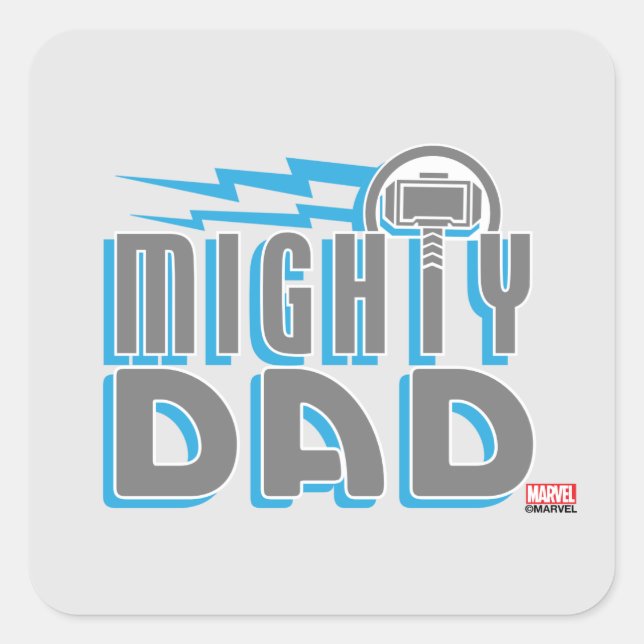 Thor | Mighty Dad Square Sticker (Front)