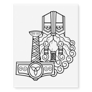 Thor Mjolnir norse viking heathen Temporary Tattoos