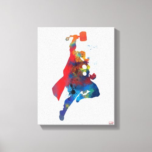 Thor Outline Watercolor Splatter Canvas Print