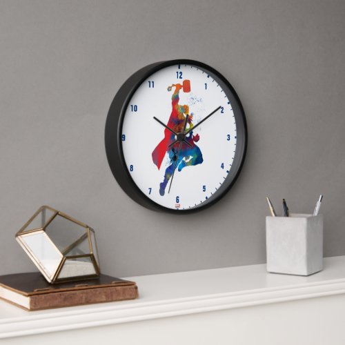 Thor Outline Watercolor Splatter Clock