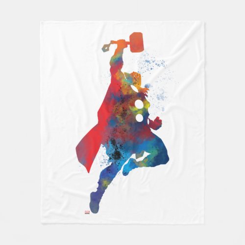 Thor Outline Watercolor Splatter Fleece Blanket