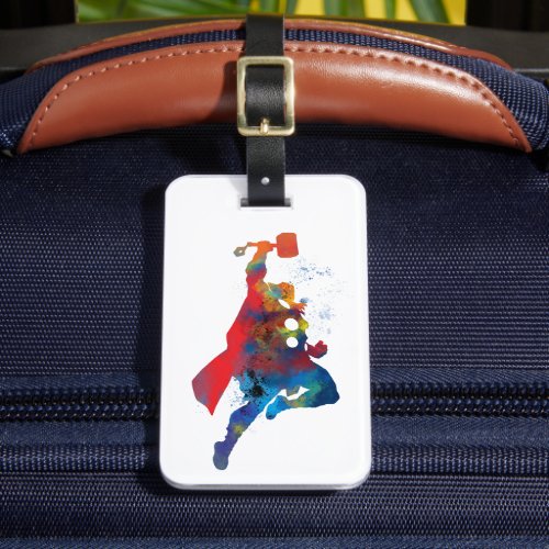 Thor Outline Watercolor Splatter Luggage Tag