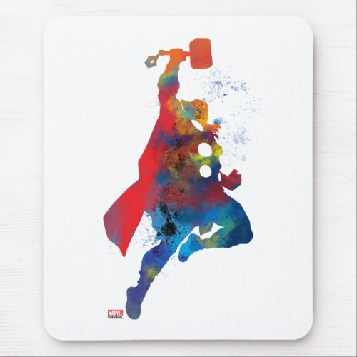 Thor Outline Watercolor Splatter Mouse Pad