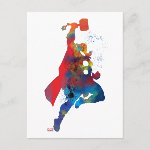 Thor Outline Watercolor Splatter Postcard