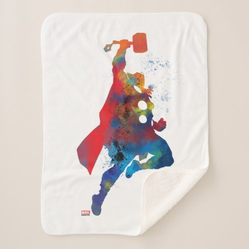 Thor Outline Watercolor Splatter Sherpa Blanket