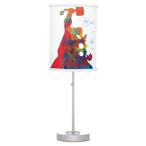 Thor Outline Watercolor Splatter Table Lamp