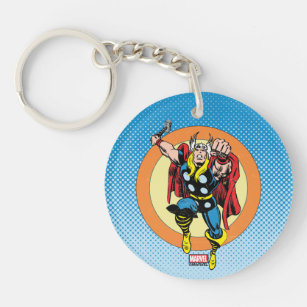 Thor Punch Attack Retro Graphic Keychain