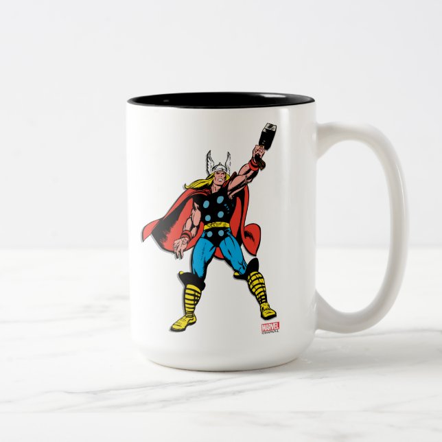 Thor Raising Mjolnir Two-Tone Coffee Mug (Right)