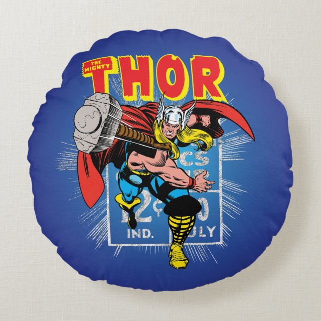 Thor Retro Comic Price Graphic Round Pillow (Front)