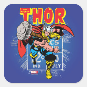 Thor Retro Comic Price Graphic Square Sticker