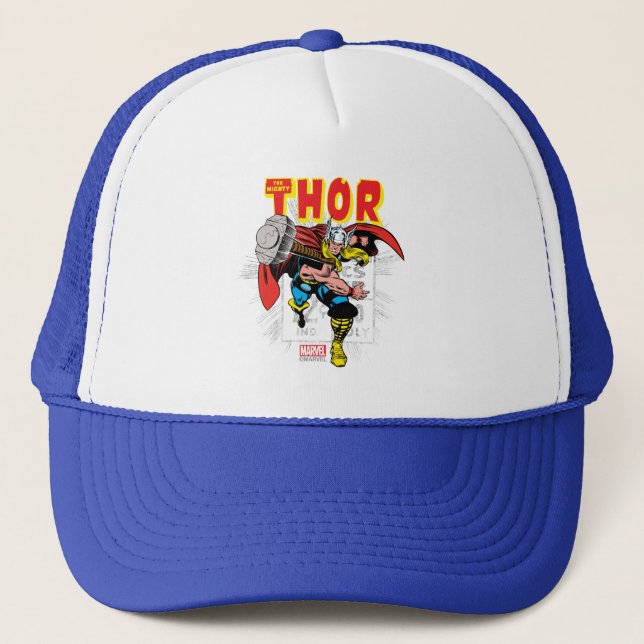 Thor Retro Comic Price Graphic Trucker Hat (Front)