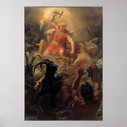 Thors Fight With The Giants Poster
