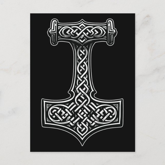 Thor’s Hammer Wall Art – Norse Knotwork Statement Postcard (Front)