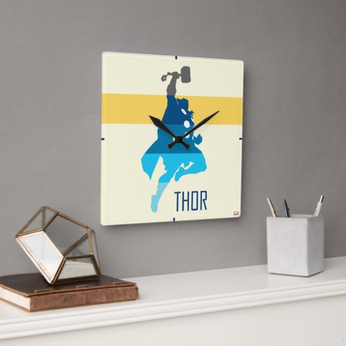 Thor Silhouette Color Block Square Wall Clock
