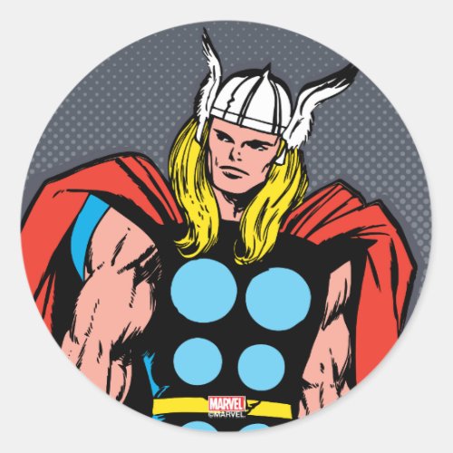 Thor Standing Tall Retro Comic Art Classic Round Sticker