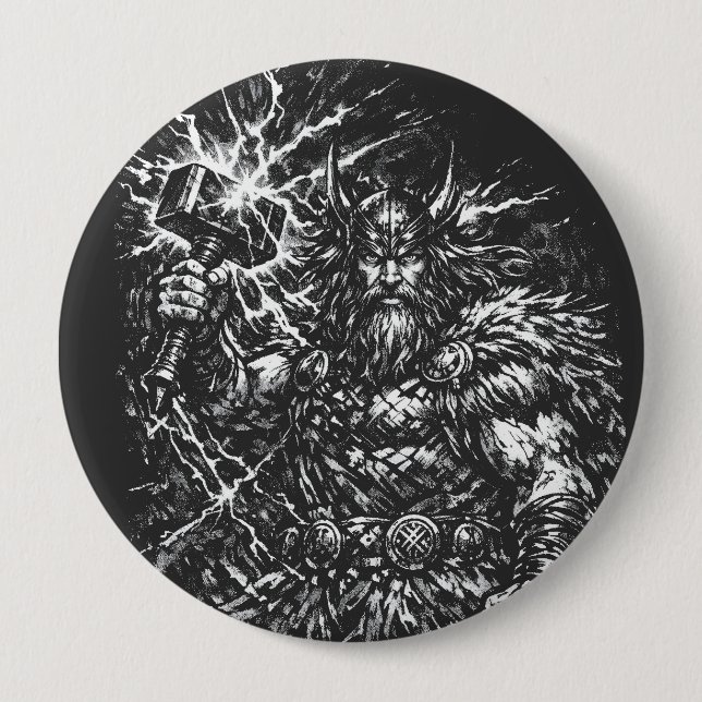 Thor — Storm‑Hammered God of Thunder Button (Front)