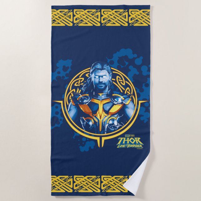 Thor Stylized Asgardian Graphic Beach Towel (Front)