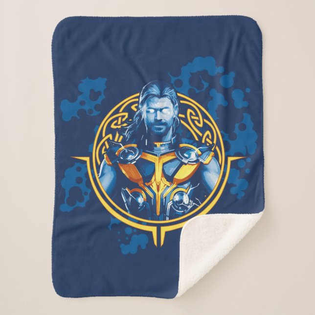 Thor Stylized Asgardian Graphic Sherpa Blanket (Front)