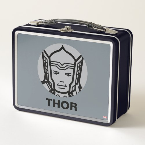 Thor Stylized Line Art Icon Metal Lunch Box