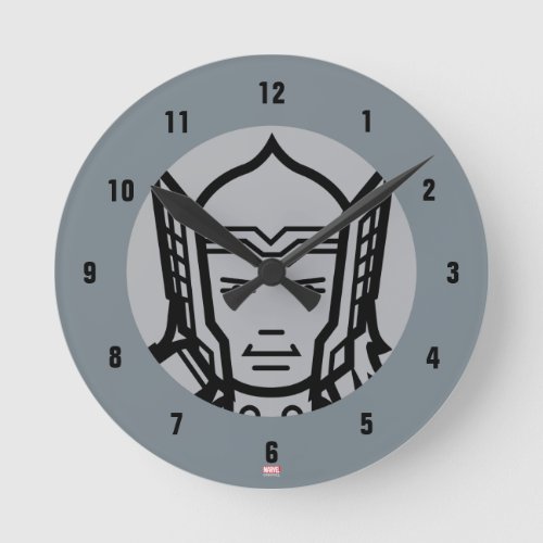 Thor Stylized Line Art Icon Round Clock