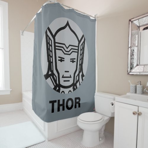 Thor Stylized Line Art Icon Shower Curtain
