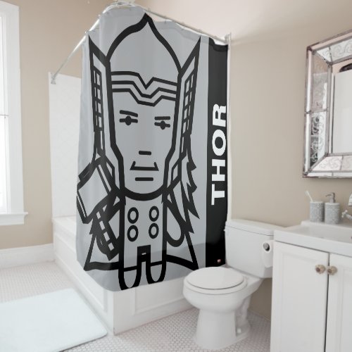 Thor Stylized Line Art Shower Curtain