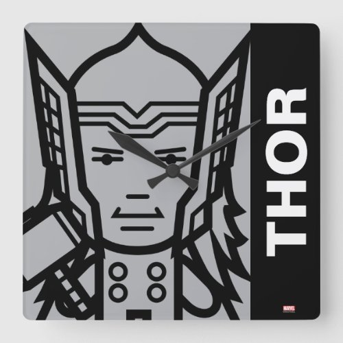 Thor Stylized Line Art Square Wall Clock