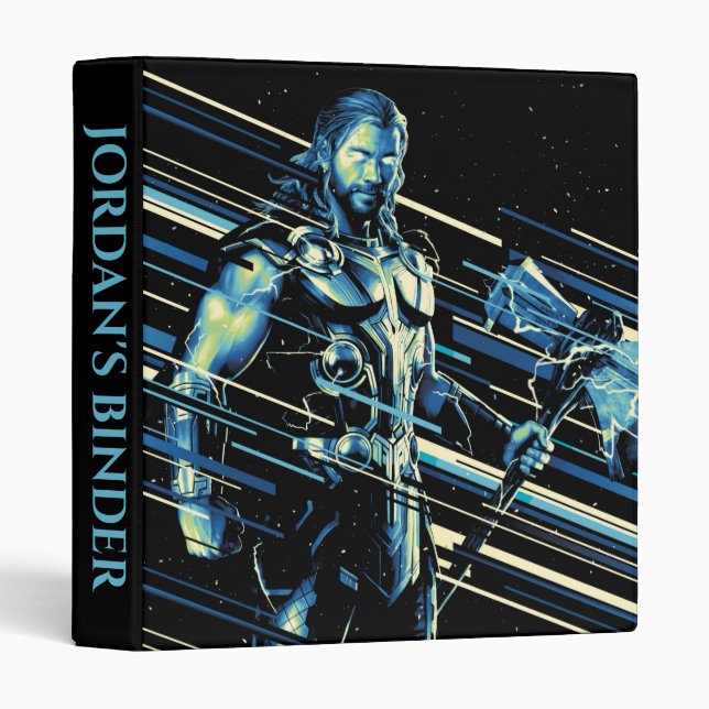 Thor Stylized Striped Character Graphic 3 Ring Binder (Front/Spine)