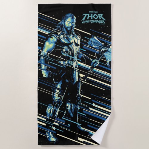 Thor Stylized Striped Character Graphic Beach Towel