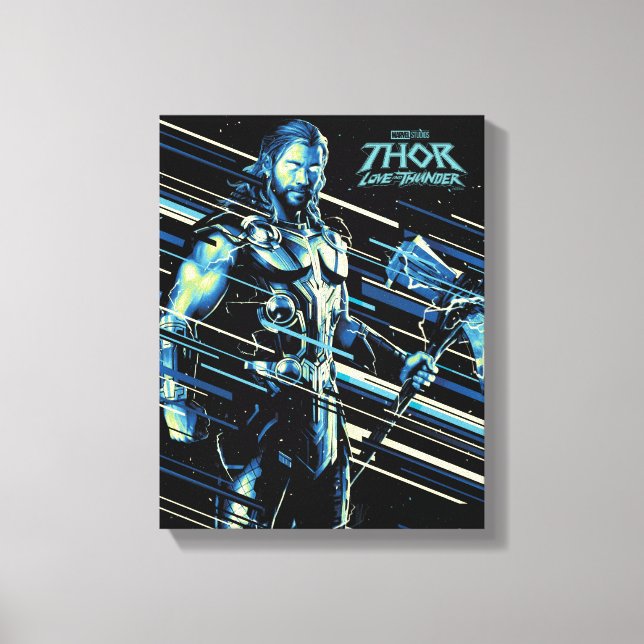Thor Stylized Striped Character Graphic Canvas Print (Front)