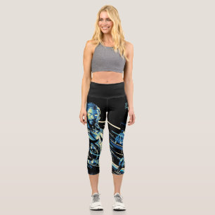 Thor Stylized Striped Character Graphic Capri Leggings