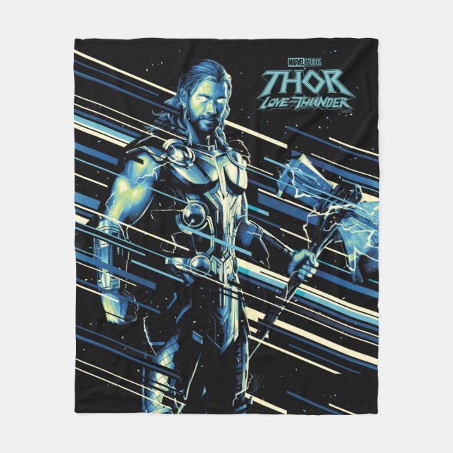 Thor Stylized Striped Character Graphic Fleece Blanket (Front)