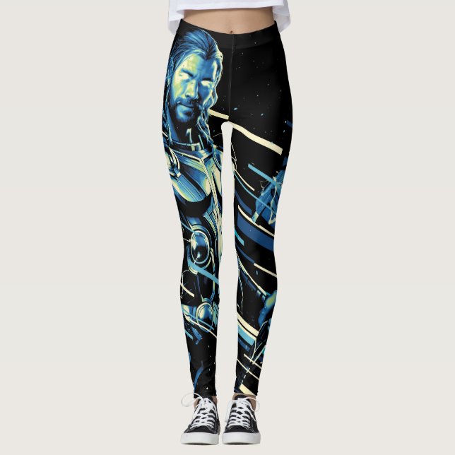Thor Stylized Striped Character Graphic Leggings (Front)