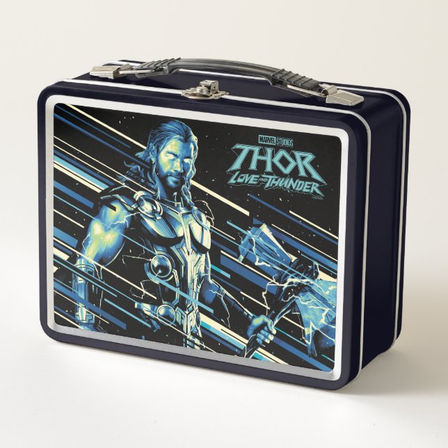 Thor Stylized Striped Character Graphic Metal Lunch Box (Front)