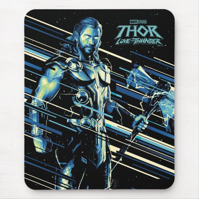 Thor Stylized Striped Character Graphic Mouse Pad (Front)