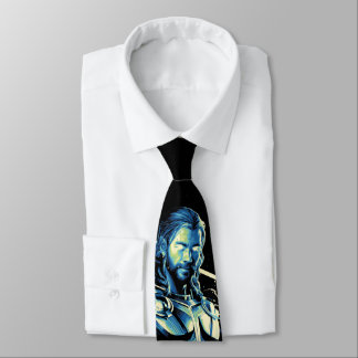 Thor Stylized Striped Character Graphic Neck Tie