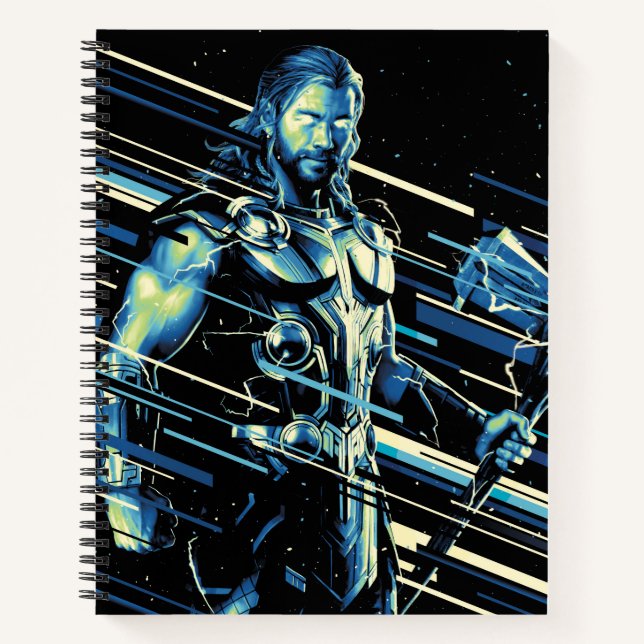 Thor Stylized Striped Character Graphic Notebook (Front)